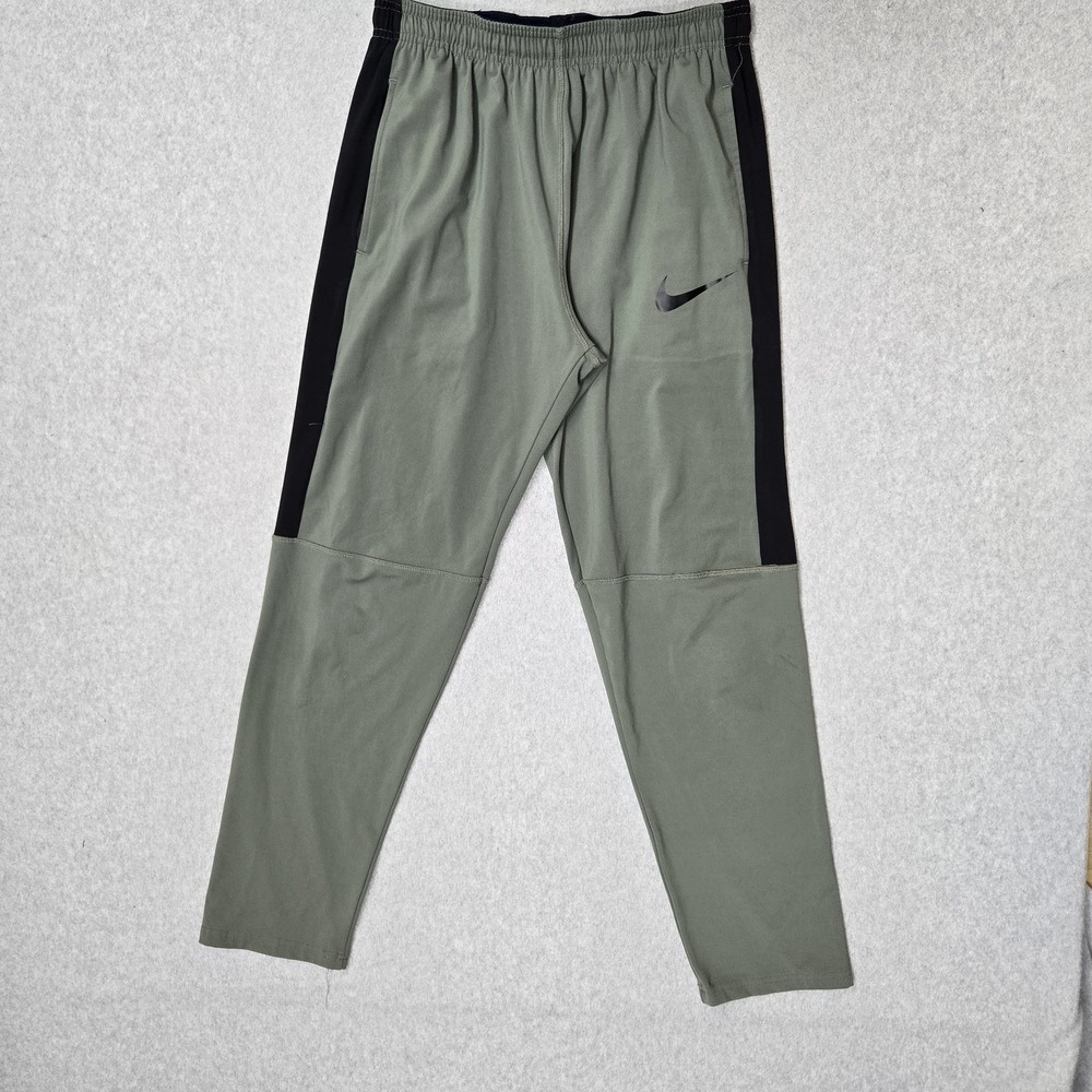 Nike Men Activewear Pants L Green Jogger Track Dri-Fit Logo 28" Inseam